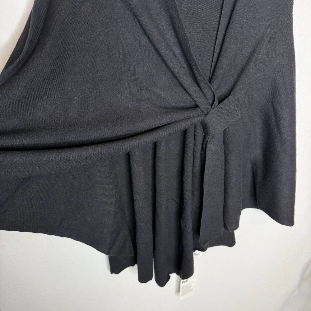 New Puli Black Soft‎ Wrap Poncho Elegant Classic Minimalist Women's One Size